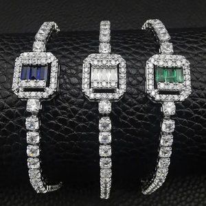 DIAMOND BLUE’GREEN’ SILVER’ S925 STERLING BRACELET, NICE BRACELET, CUTE BRACELET